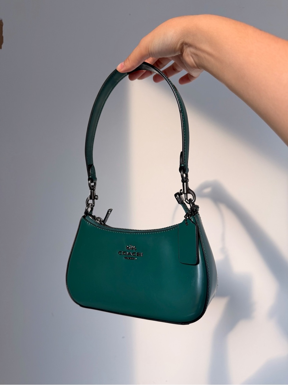 Coach Deep Teal Leather Shoulder Bag